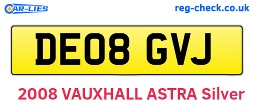 DE08GVJ are the vehicle registration plates.