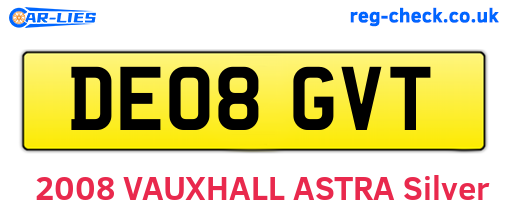DE08GVT are the vehicle registration plates.