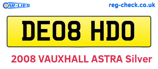 DE08HDO are the vehicle registration plates.