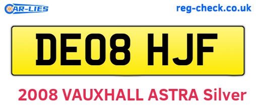 DE08HJF are the vehicle registration plates.