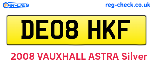 DE08HKF are the vehicle registration plates.
