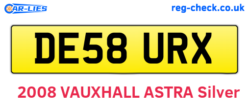 DE58URX are the vehicle registration plates.