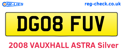 DG08FUV are the vehicle registration plates.