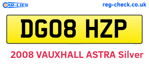 DG08HZP are the vehicle registration plates.
