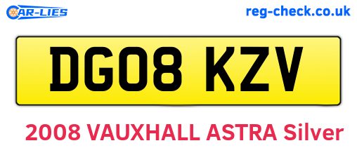 DG08KZV are the vehicle registration plates.