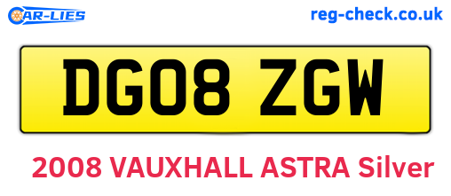 DG08ZGW are the vehicle registration plates.