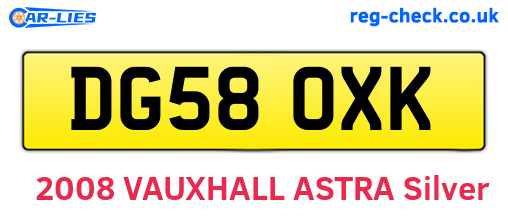 DG58OXK are the vehicle registration plates.