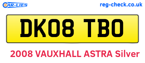 DK08TBO are the vehicle registration plates.