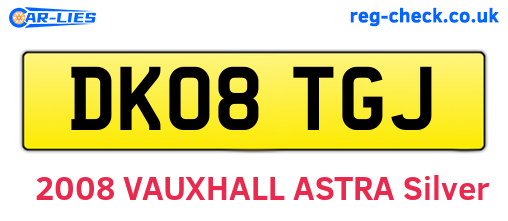 DK08TGJ are the vehicle registration plates.