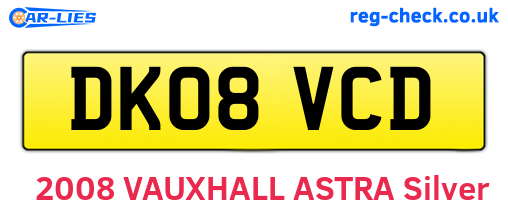 DK08VCD are the vehicle registration plates.