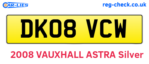DK08VCW are the vehicle registration plates.