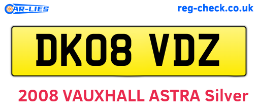 DK08VDZ are the vehicle registration plates.