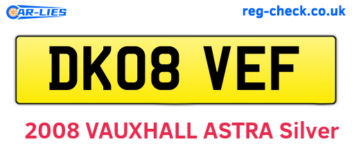 DK08VEF are the vehicle registration plates.