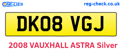 DK08VGJ are the vehicle registration plates.