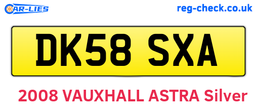 DK58SXA are the vehicle registration plates.