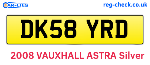 DK58YRD are the vehicle registration plates.