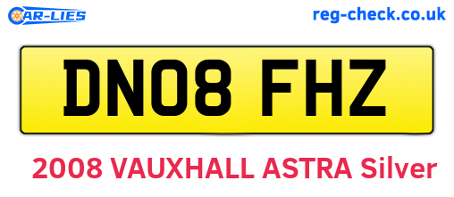 DN08FHZ are the vehicle registration plates.