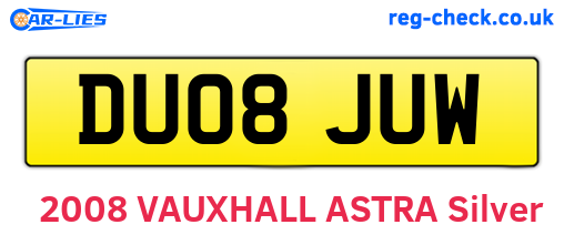 DU08JUW are the vehicle registration plates.