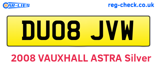 DU08JVW are the vehicle registration plates.
