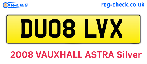 DU08LVX are the vehicle registration plates.