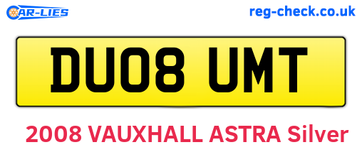 DU08UMT are the vehicle registration plates.