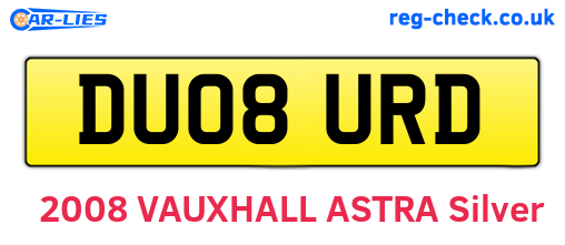 DU08URD are the vehicle registration plates.