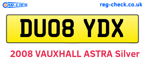 DU08YDX are the vehicle registration plates.