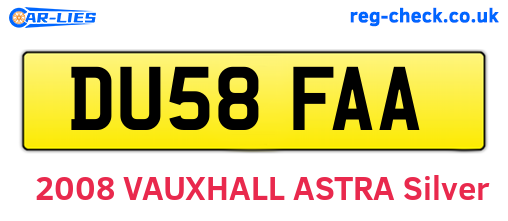 DU58FAA are the vehicle registration plates.