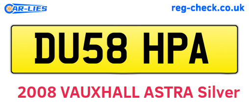 DU58HPA are the vehicle registration plates.