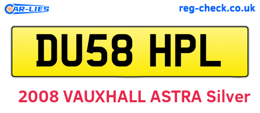 DU58HPL are the vehicle registration plates.
