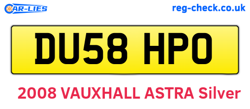 DU58HPO are the vehicle registration plates.