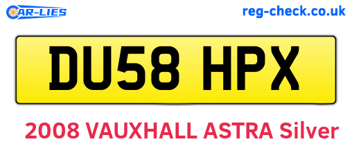 DU58HPX are the vehicle registration plates.