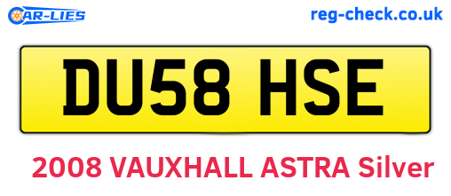 DU58HSE are the vehicle registration plates.