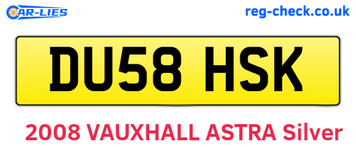 DU58HSK are the vehicle registration plates.