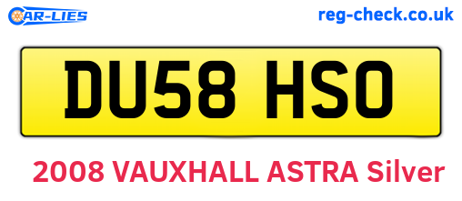 DU58HSO are the vehicle registration plates.