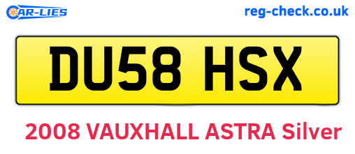 DU58HSX are the vehicle registration plates.