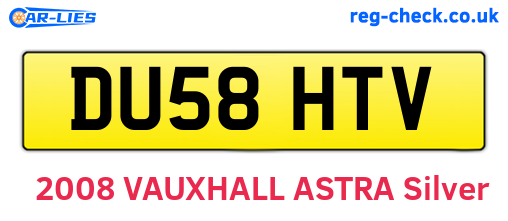DU58HTV are the vehicle registration plates.