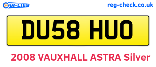 DU58HUO are the vehicle registration plates.