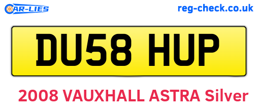 DU58HUP are the vehicle registration plates.