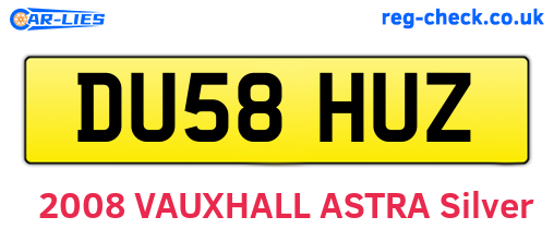 DU58HUZ are the vehicle registration plates.