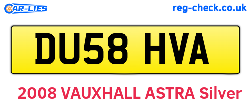 DU58HVA are the vehicle registration plates.