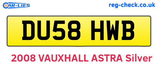 DU58HWB are the vehicle registration plates.