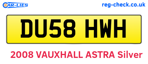 DU58HWH are the vehicle registration plates.