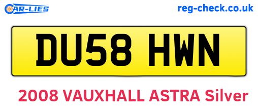 DU58HWN are the vehicle registration plates.