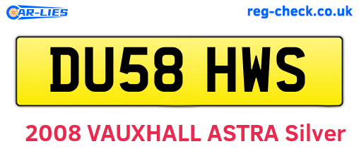 DU58HWS are the vehicle registration plates.