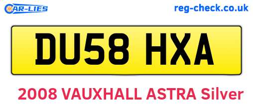 DU58HXA are the vehicle registration plates.