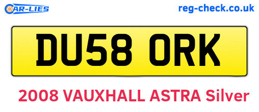 DU58ORK are the vehicle registration plates.