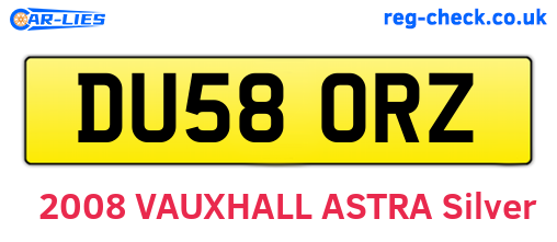 DU58ORZ are the vehicle registration plates.