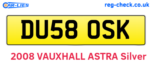 DU58OSK are the vehicle registration plates.