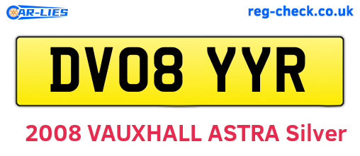 DV08YYR are the vehicle registration plates.